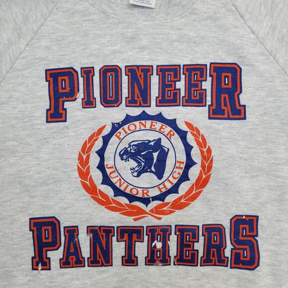 Vintage 80s Pioneer Panthers Sweatshirt Womens Large 21x23 Gray - Picture 11 of 15